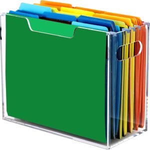 oem/odm dinghuo acrylic letter size hanging file folder organizer box, clear portable file storage box with handles, desktop file holder for home, school -1 pack wholesale supplier & factory