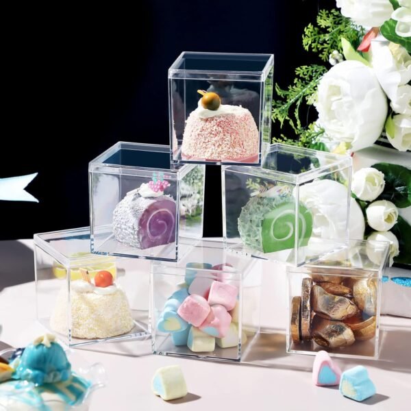 oem/odm yulejo acrylic plastic square cube small acrylic box with lid storage mini acrylic boxes square display box organizer containers for candy pill, tiny jewelry, gifts, 2.56 x 2.56 x 2.56 inch (48 pcs) wholesale supplier & factory