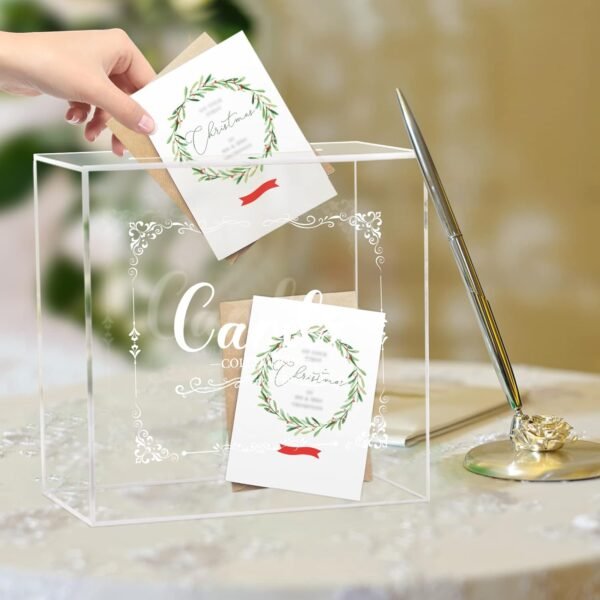 oem/odm clear acrylic wedding card box large diy card boxes with 4 "card" text stickers gift money box holder for wedding reception anniversary birthday party baby shower graduation decorations wholesale supplier & factory