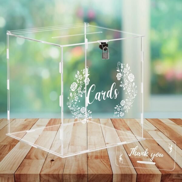 oem/odm wedding card box clear acrylic card box with lock & sign wedding money post gift card holder box for wedding reception, anniversary, birthday party, graduation, baby shower decorations wholesale supplier & factory
