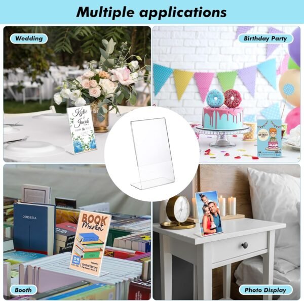 oem/odm sanwuta 2 pack acrylic sign holder,slant sign display stand,transparent flyer holder frame plastic document display for workers teachers office home menu desktop(4 x 6 inch) wholesale supplier & factory