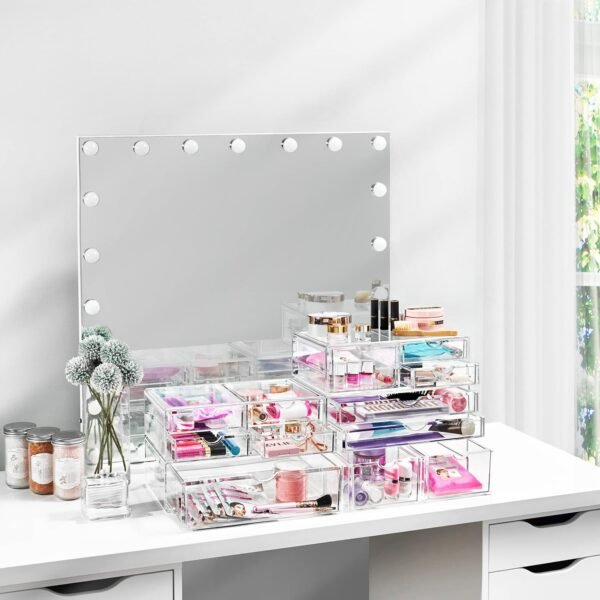 oem/odm sorbus large stackable acrylic drawers - 2 clear storage drawers for organizing make up, nail polish, hair accessories, and beauty supplies - makeup organizer for vanity, bathroom organizer countertop wholesale supplier & factory