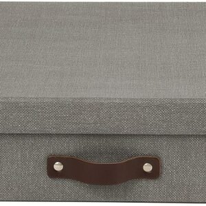 oem/odm bigso sverker canvas fiberboard legal and art storage box | scrapbook storage box for loose papers and more | durable document boxes with lid and leather handle | 17.1’’ x 12.2’’ x 3.3’’ | grey wholesale supplier & factory