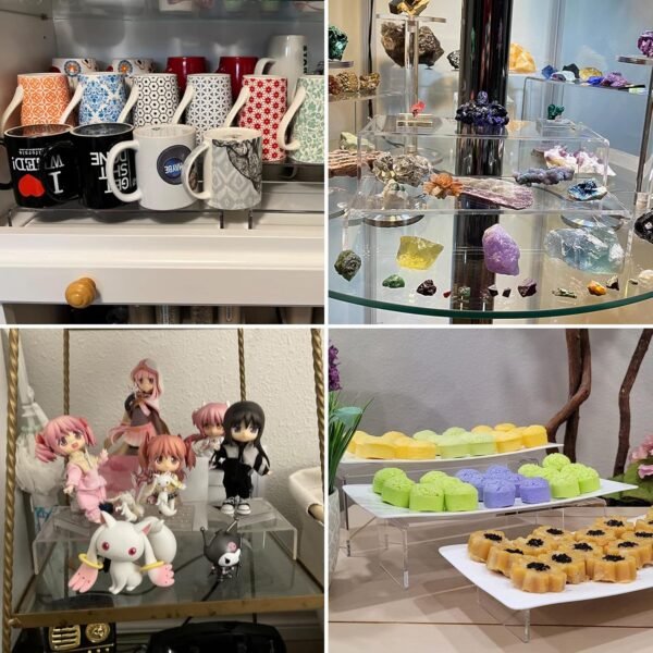 oem/odm albumgit acrylic display risers, 8 pieces clear rectangular tabletop display stand for amiibo funko pop figures, collectibles jewelry food cupcake dessert risers shelf for decoration and organizer wholesale supplier & factory
