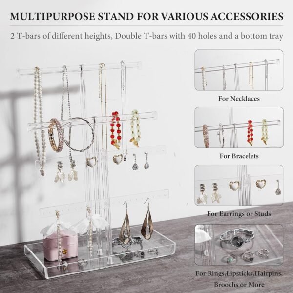 oem/odm acrylic jewelry display stand 4-tier clear jewelry organizer, necklace bracelet earring watch ring jewelry holder,display tower tray storage gift for women wholesale supplier & factory