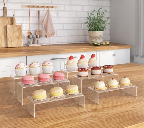 oem/odm acrylic display riser, 6 pc rectangle acrylic risers for display suitable for food dessert cakes, jewellery, collectibles, puppets, anime characters wholesale supplier & factory