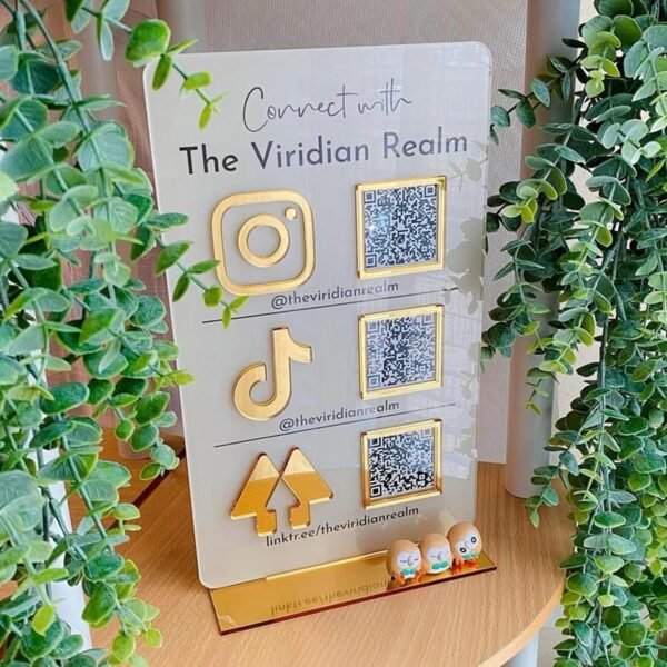 oem/odm personalized 3d qr code signs for business acrylic custom multi social media sign scan to pay payment display holder instagram facebook venmo cashapp zelle logo plaque stand beauty salon decor (clear) wholesale supplier & factory