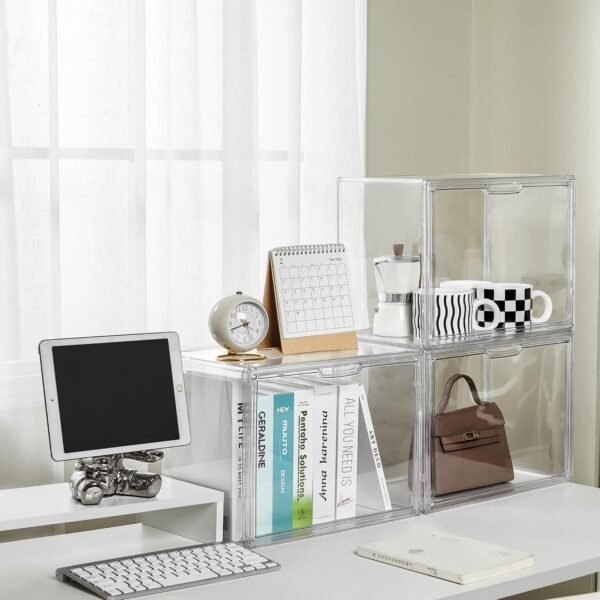 oem/odm cube storage organizer acrylic book case display case box stackable book storage containers with magnetic door clear plastic portable organizer for living room bedroom 1 pack wholesale supplier & factory