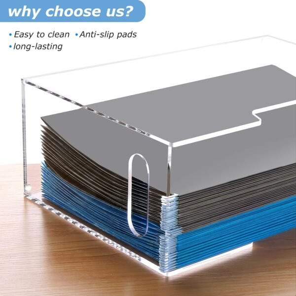 oem/odm dinghuo legal size file organizer, acrylic protable hanging file organizer with handles, clear storage file folder holder filing box crate for desk, school, office supplies - 1 pack wholesale supplier & factory