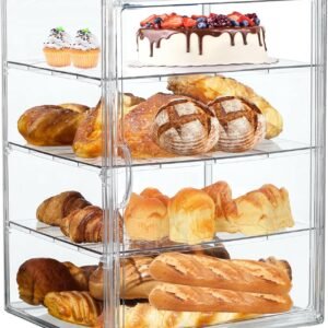oem/odm bread box,large bread boxs for kitchen countertop - 4 layers adjustable bread storage container, clear boxes for kitchen counter, breads box airtight,bread holder,perfect for bagel, muffins wholesale supplier & factory