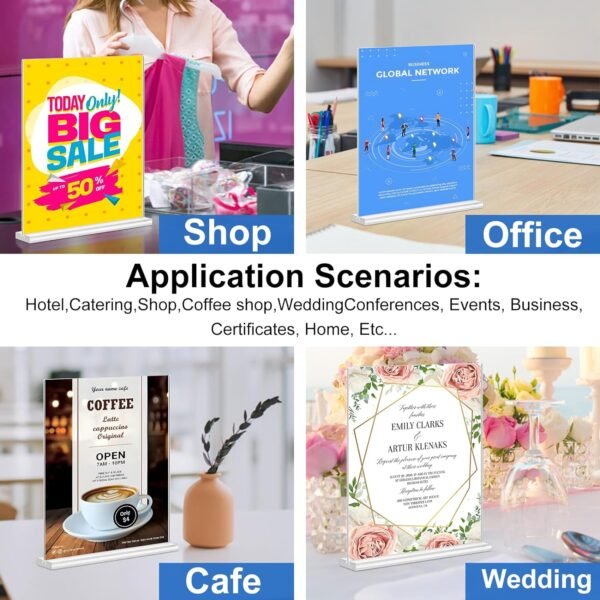 oem/odm arrobust 8.5 x 11 acrylic sign holder clear display table signs stand, double sided t shape flyer holder plastic for picture paper frame holder home office menu retail show fair, 6 pack wholesale supplier & factory