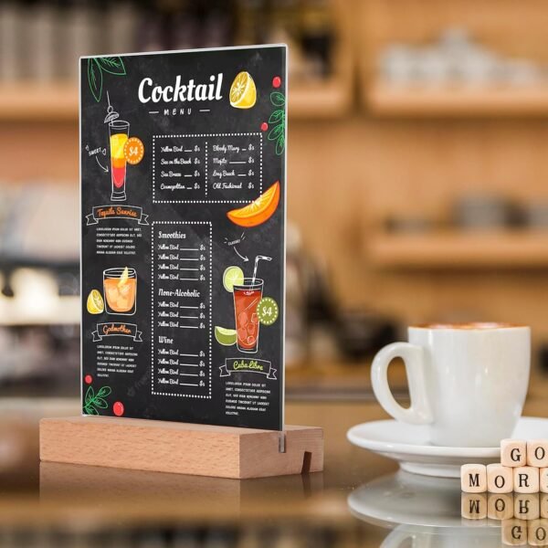 oem/odm newnewshow acrylic sign holder with wood base wood sign holder vertical or slant back display for store office (5x7 l/t) wholesale supplier & factory