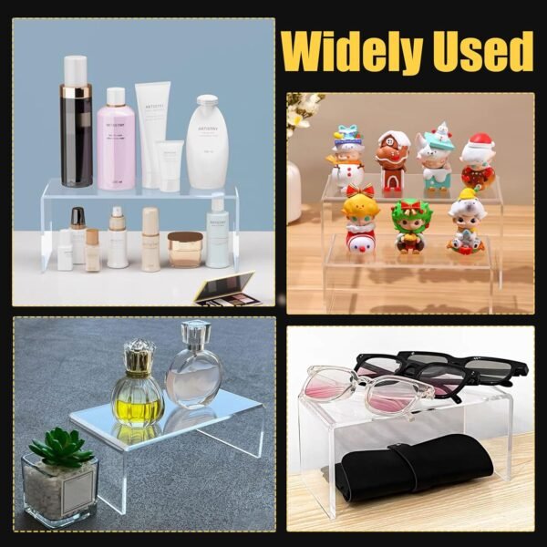 oem/odm 6pcs acrylic risers for display, 2 sets of plastic risers stand for display, 9" clear shelf risers for dessert, food, figure, cupcake and perfume wholesale supplier & factory