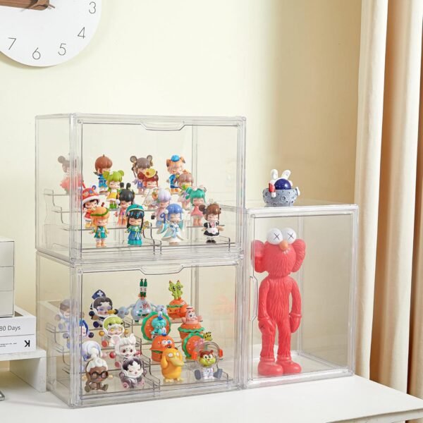 oem/odm acrylic display case with display risers stands figure display case with magnetic door for collectibles mini figure popmart acrylic collectibles showcase wholesale supplier & factory