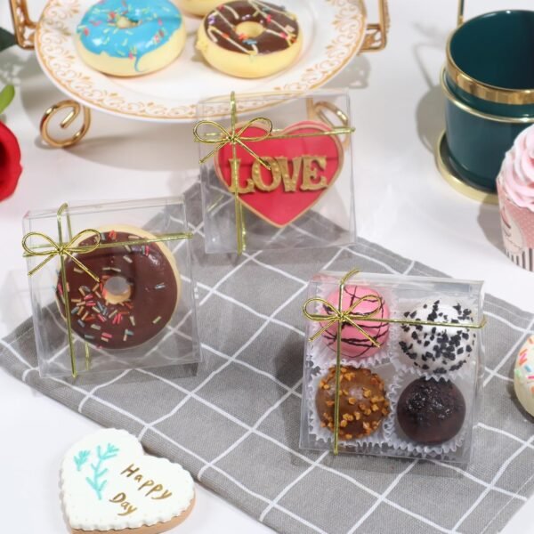 oem/odm 3.3x3.3x1.5inch 50pcs clear cookie boxes packaging, perfect for displaying small items-jewelry, crafts, treats ,oreos ,soap,macaron,chocolate truffle, donut, mini bakery, brownie more wedding favors wholesale supplier & factory