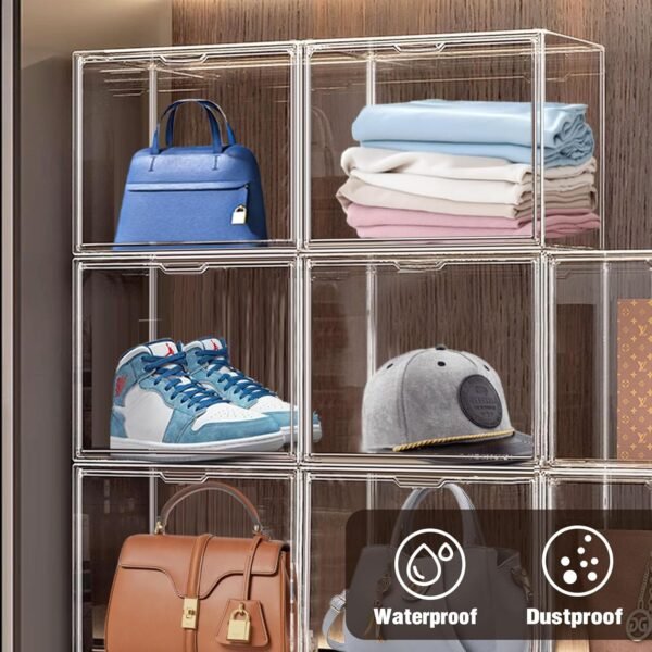 oem/odm 10pack closet organizers and storage clear handbag storage,purse organizer for closet system acrylic display case, plastic storage containers with magnetic door box organizers for collectibles wholesale supplier & factory