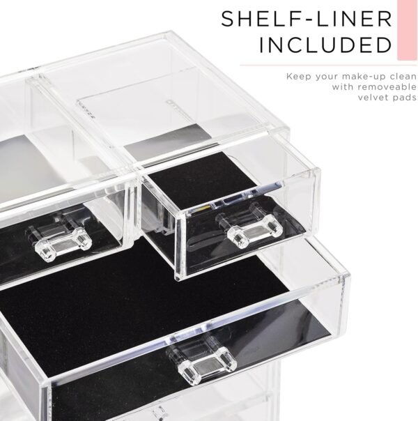 oem/odm sorbus clear cosmetic makeup organizer - make up & jewelry storage, case & display - spacious design - great holder for dresser, bathroom, vanity & countertop (4 large, 2 small drawers) wholesale supplier & factory