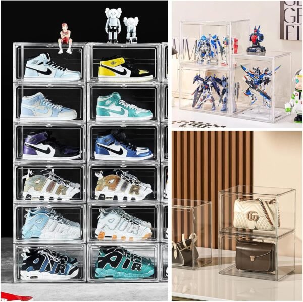 oem/odm clear acrylic display case with magnetic attraction lid, dustproof book & cosmetic display cases, large figures collectibles showcase, shoe box, bag organizer wholesale supplier & factory