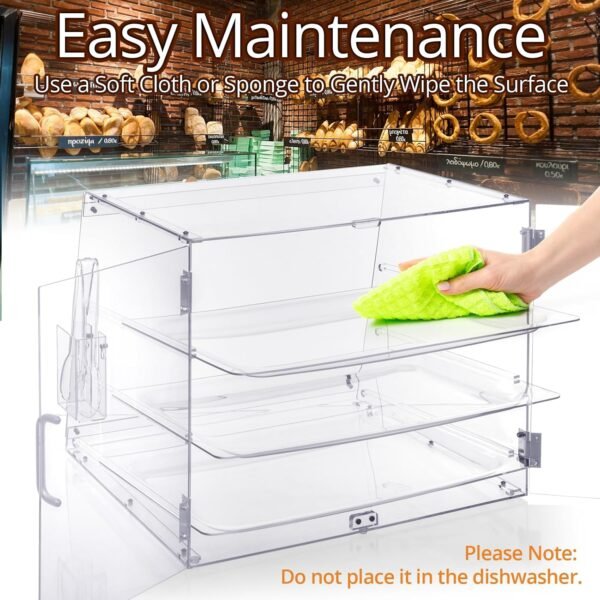 oem/odm bakery display case, pastry display case countertop 3 tier tray, acrylic clear boxes for bread pastry desserts food cookie, display cabinet box for baking enthusiasts, 20.86 x 17.3 x 16.5 in wholesale supplier & factory