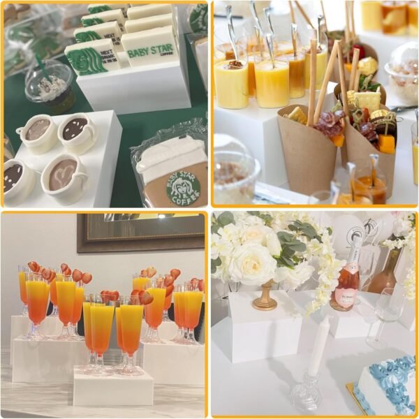 oem/odm 6 steps display stands, white acrylic buffet risers, food display risers for party with hollow bottoms wholesale supplier & factory