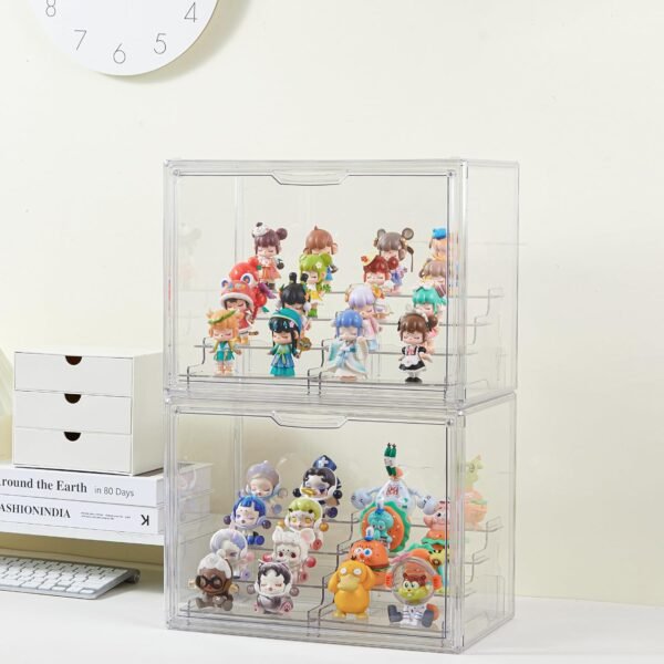 oem/odm acrylic display case with display risers stands figure display case with magnetic door for collectibles mini figure popmart acrylic collectibles showcase wholesale supplier & factory