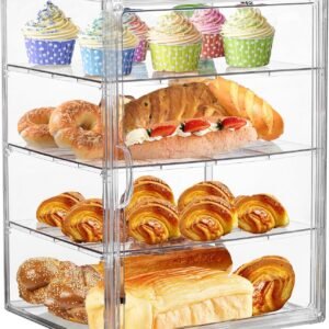 oem/odm bread box for kitchen countertop pastry display case 4 layers adjustable clear bread storage container with magnetic door bread box airtight bakery display case bread holder wholesale supplier & factory