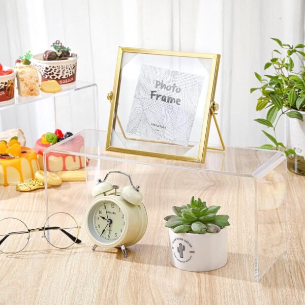 oem/odm soaoo 4 pcs large clear acrylic riser for display acrylic shelf riser jewelry stand retail desktop display stand for cupcake, collectibles, organize, decor(10.25 x 4 x 4.25 inches) wholesale supplier & factory