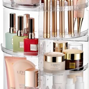 oem/odm masirs, rotating makeup organizer - adjustable shelf height and fully rotatable, the perfect round spinning cosmetic organizer for bedroom dresser or vanity countertop storage. (clear) wholesale supplier & factory