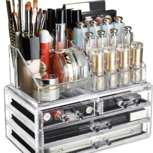 oem/odm ikee design acrylic makeup organizer with 4 drawers and removable top lipstick holders, ideal for make-up or accessories,enhance your vanity or bathroom with clear design for quick visibility wholesale supplier & factory