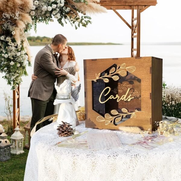 oem/odm ourwarm wooden wedding card box with slot, rustic card box for wedding decorations for reception, money gift card box with acrylic window for wedding birthday anniversaries graduation party decor wholesale supplier & factory