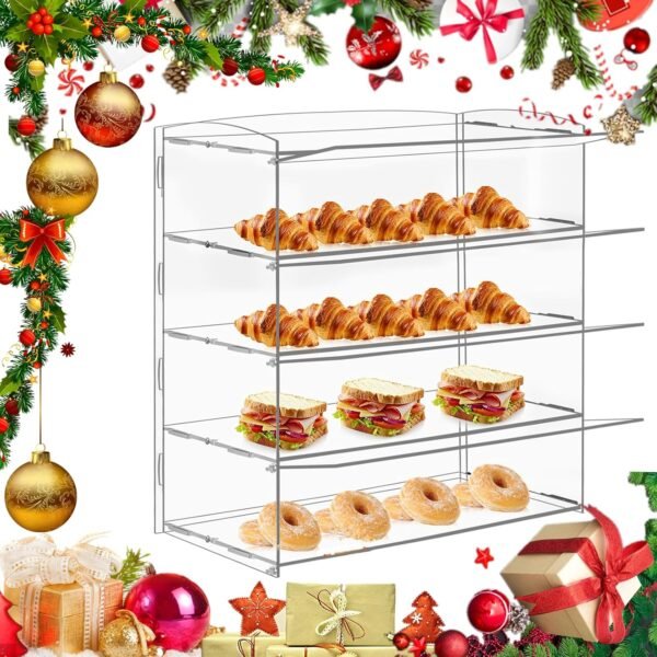 oem/odm acrylic display case 4 layer bakery pastry display case countertop dessert acrylic display shelf donut cookie display cabinet plastic case wholesale supplier & factory