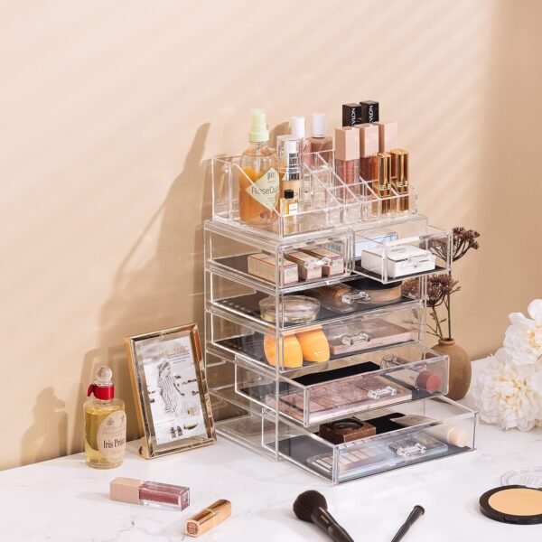 oem/odm sorbus clear cosmetic makeup organizer - make up & jewelry storage, case & display - spacious design - great holder for dresser, bathroom, vanity & countertop (4 large, 2 small drawers) wholesale supplier & factory