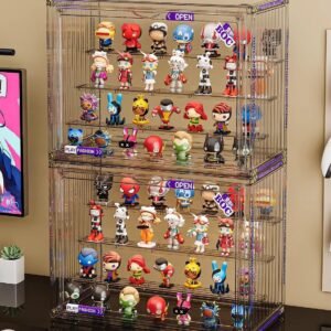 oem/odm clear display case for figures, adjustable display box, acrylic figure display case with magnetic door, clear stackable display box for action figures, pop mart, funko pop, collectibles(clear, 1 pack) wholesale supplier & factory