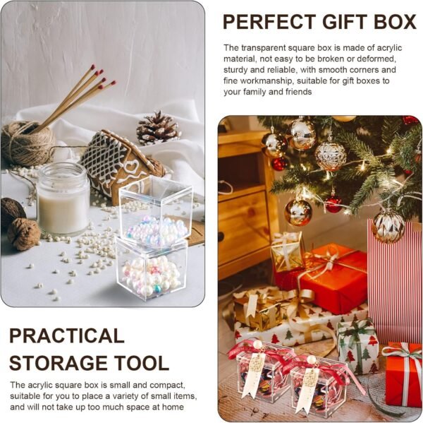 oem/odm maitys 50 pcs acrylic box with tags 2.2 x 2.2 x 2.2 inch clear wedding guest favor box plastic square cube with lid mini acrylic containers display box for wedding bridal shower souvenir party gifts wholesale supplier & factory