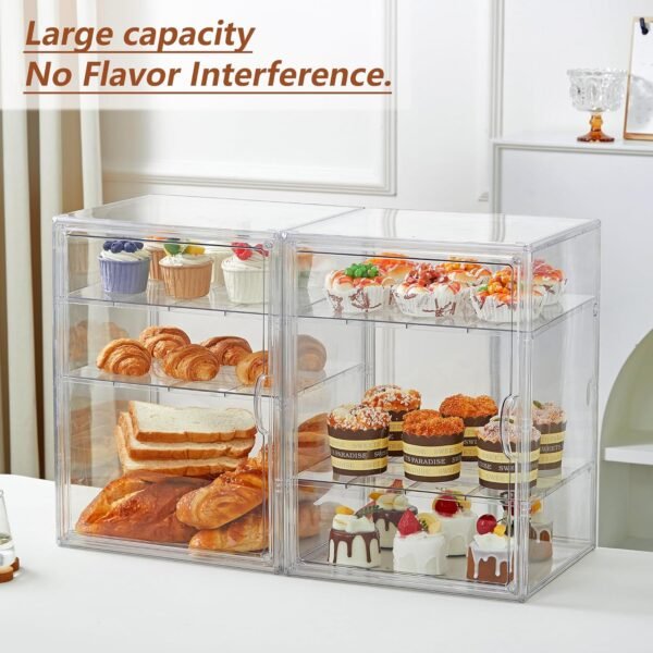 oem/odm bread box for kitchen countertop pastry bakery display case 3 layers adjustable large bread storage container for homemade bread, 1 pack wholesale supplier & factory