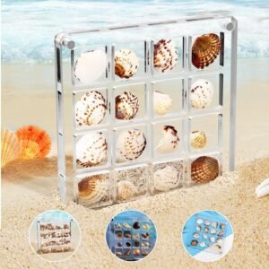 oem/odm 16 grids acrylic display box - clear shadow box for seashell, rock, and thimble collection, mini trinket shelf organizer for collectors wholesale supplier & factory