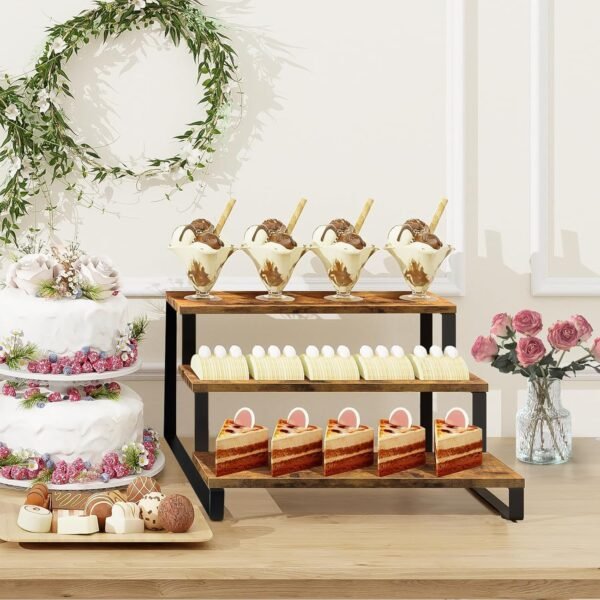 oem/odm eliteroo wooden display riser stand, 3 tier display risers, tiered cabinet organizer, widened display rack shelf kitchen counter shelf for makeup perfume figure dolls collection condiment candles wholesale supplier & factory