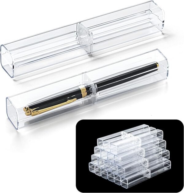 oem/odm lesnala 20pcs acrylic clear pen gift box plastic single bulk reusable ballpoint storage display case for student school office supply souvenir present packaging wholesale supplier & factory