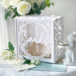 oem/odm ourwarm wedding card box for reception, pvc gift card box holder with slot and acrylic window, white wedding envelope money card box for baby shower birthday graduation party wedding decorations wholesale supplier & factory