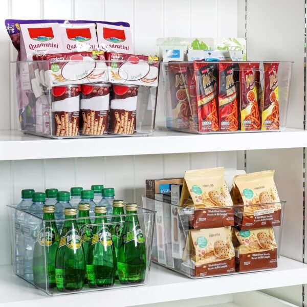 oem/odm vtopmart 4 pack extra large clear plastic storage bins,11x11 cube acrylic organizer square containers with handle for pantry,closet,laundryroom,kitchen,bathroom,undersink organization wholesale supplier & factory