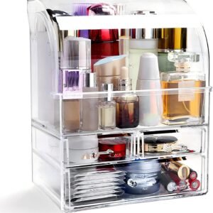 oem/odm large acrylic makeup organizer with lid portable dustproof and waterproof cosmetic storage drawers box for women (clear, 12.5in x 9.5in x 6.3in) wholesale supplier & factory