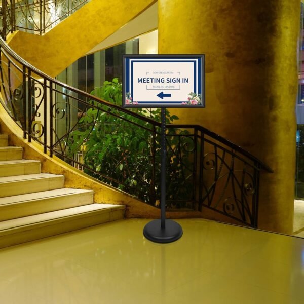 oem/odm yiyo adjustable pedestal poster sign stand,8.5 x 11 advertising business menu sign holder for floor standing with aluminum snap-open reusable frame,black (8.5 x 11) wholesale supplier & factory