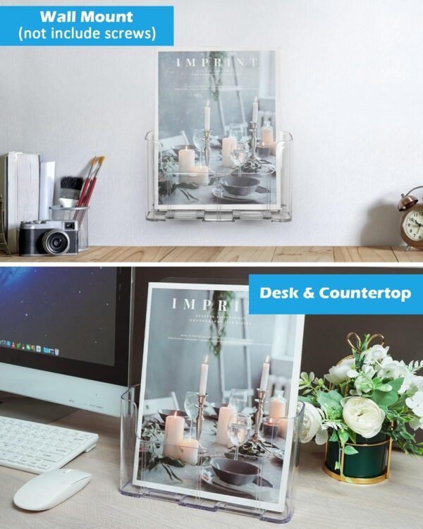 oem/odm acrylic brochure holder 8.5 x 11 inch, 4 packs brochure stand, clear acrylic sign holder, pamphlet paper flyer literature holder, menu stand, acrylic display stand for table desk wall mount wholesale supplier & factory