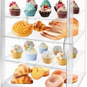 oem/odm montex large bread box for kitchen countertop, 4 tiers adjustable food safe clear bread storage for bread, bagel, muffins wholesale supplier & factory