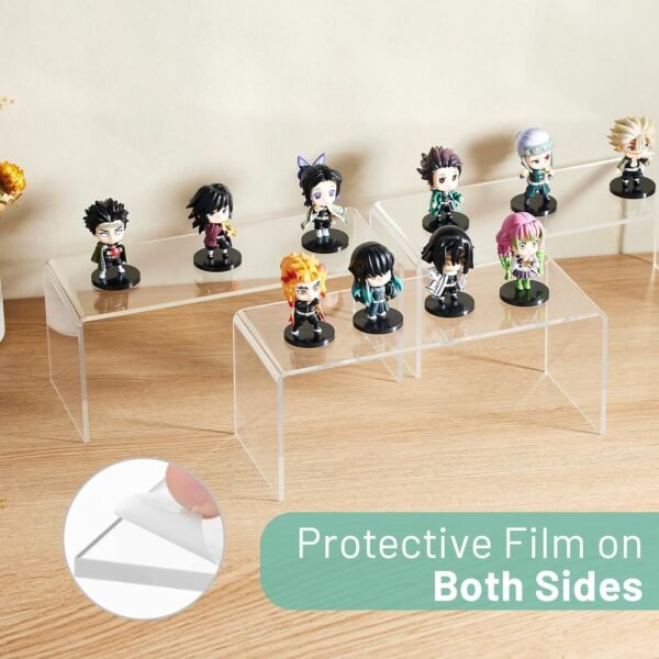 oem/odm 4 pack large acrylic risers display stands, 5mm thick display risers, shelf risers for books, toys, cupcakes, figures (11.8 x 4.72 x 4.72 inches) wholesale supplier & factory