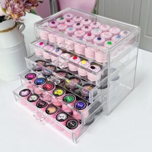 oem/odm 5 tier nail art decoration storage box，makeup organizer with drawers, transparent acrylic nail art jewelry accessories storage box rack shelf display stand holder for cosmetic jewelry wholesale supplier & factory