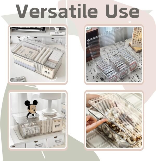 oem/odm zenfun set of 3 small stackable storage bins with hinged lid, acrylic organizer box, clear makeup organizer box, cosmetic case for home, office wholesale supplier & factory