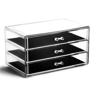 oem/odm bino | 3-drawer makeup organizer, park avenue | the manhattan series | modular design storage drawers | vanity acrylic organizers | stackable storage bins | clear makeup organizers and storage wholesale supplier & factory