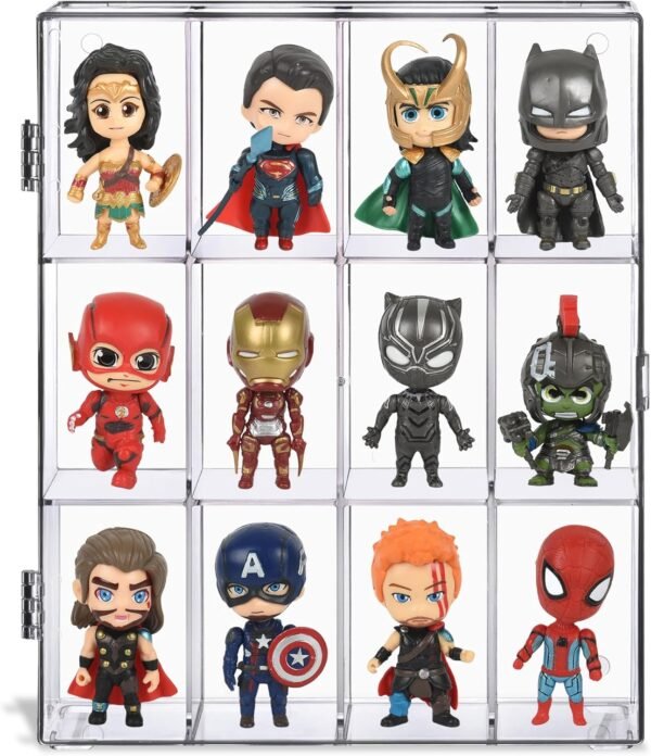 oem/odm 12-compartment acrylic display case for figures, rocks, crystals, mini toys & collectibles - clear display box, wall-mountable & desktop, swing door design, dustproof & waterproof, no assembly wholesale supplier & factory