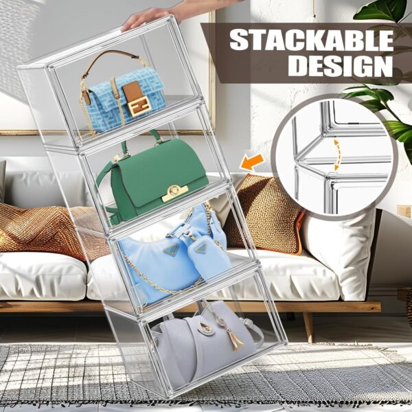 oem/odm 10pack closet organizers and storage clear handbag storage,purse organizer for closet system acrylic display case, plastic storage containers with magnetic door box organizers for collectibles wholesale supplier & factory